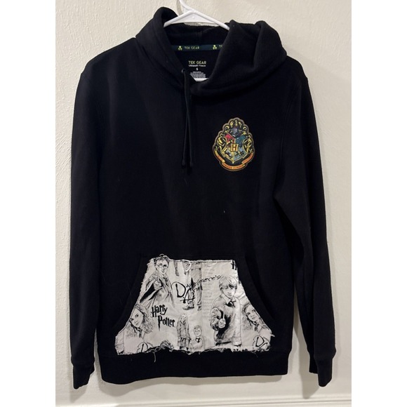 Tek Gear Harry Potter Men's Small Black Hoodie Sweatshirt Fleece Hogwarts Crest - Picture 1 of 5